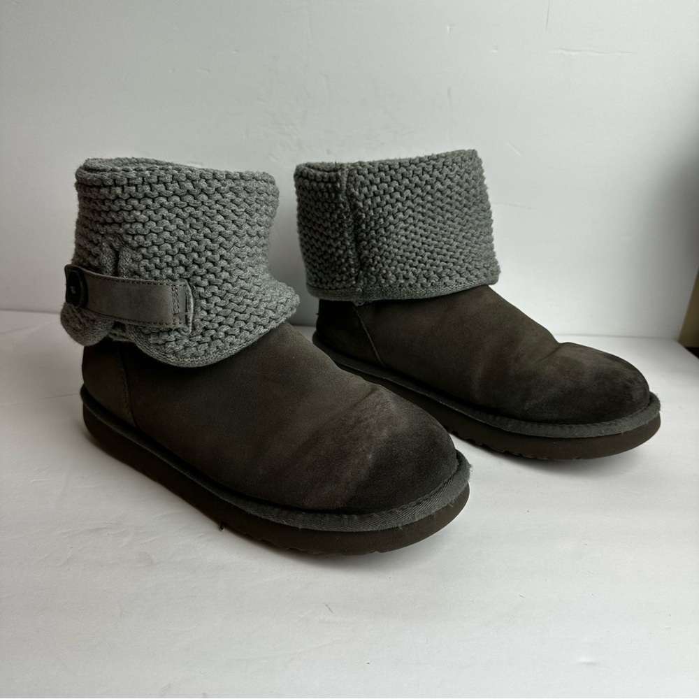 Ugg Shaina Winter Boots Women’s Size 9 EU 40 Shoes Gray Grey Slouch Knit